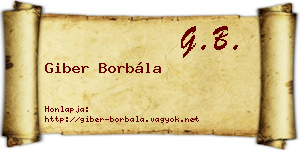 Giber Borbála névjegykártya